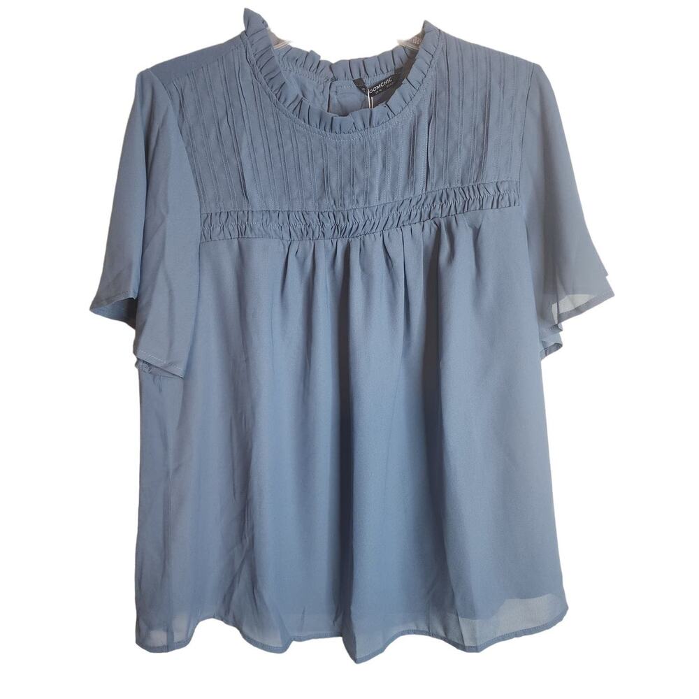 BloomChic Periwinkle Blue High Neck Blouse, NWT, Medium